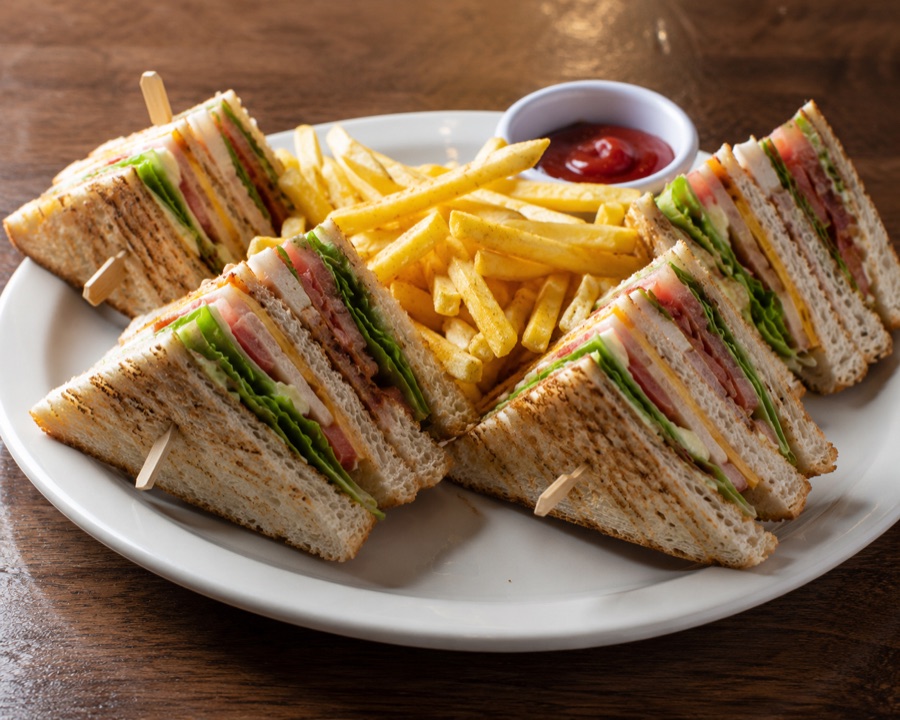 A club sandwich at Alpha Cafe