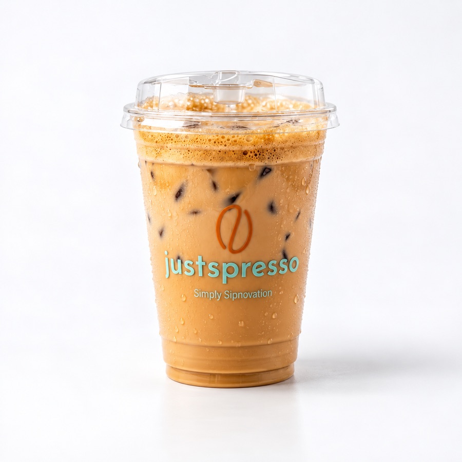 Iced Justspresso hazelnut latte